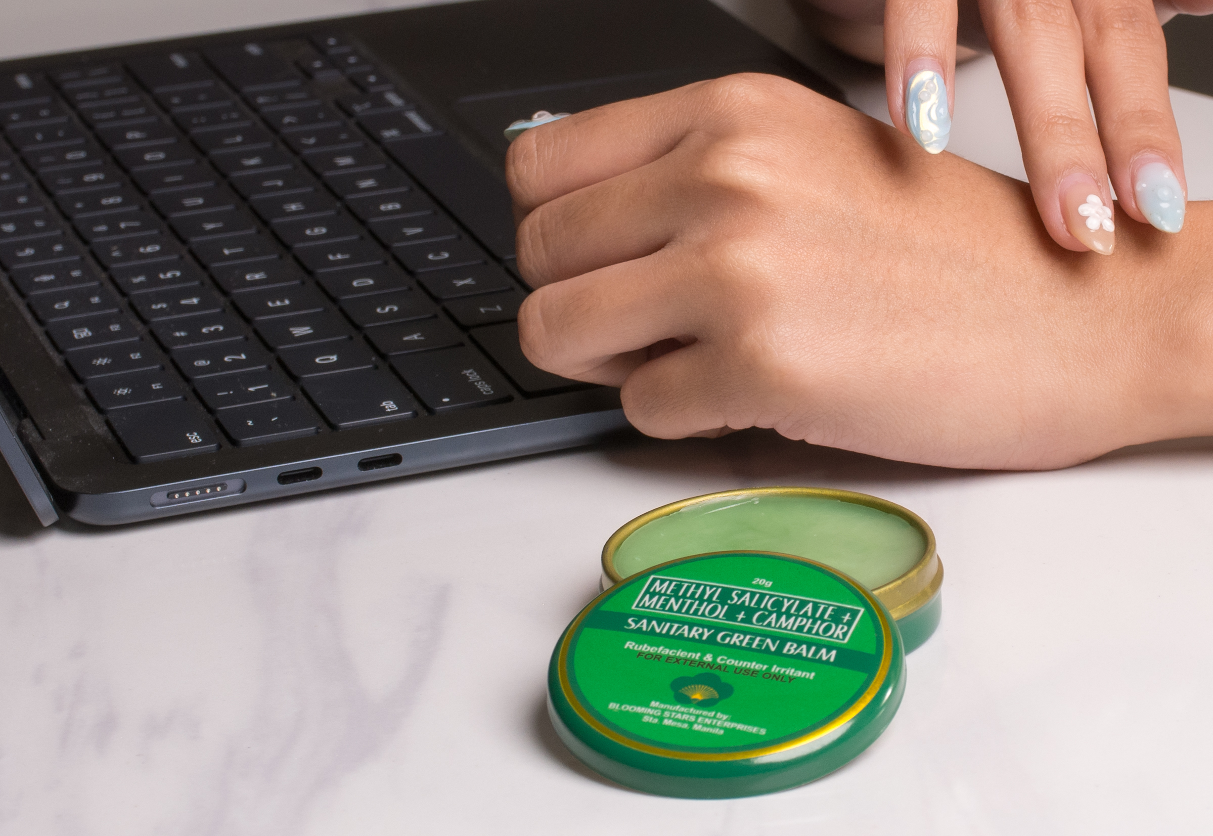 Sanitary Green Balm Use- At Work